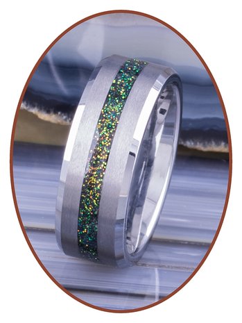 JB Memorials Tungsten Carbide Special Mens Cremation Ash Ring with Satin Finished Front - RB048MG