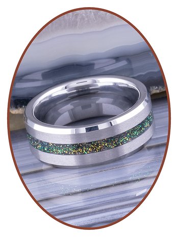 JB Memorials Tungsten Carbide Special Mens Cremation Ash Ring with Satin Finished Front - RB048MG