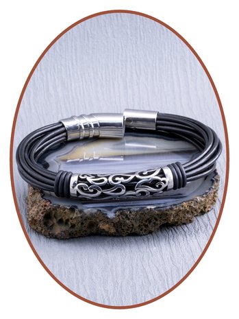 JB Memorials Stainless Steel Leather Men's Ash Bracelet - ZMA234BC