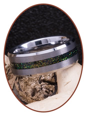 JB Memorials Tungsten Carbide Special Mens Cremation Ash Ring with Satin Finished Front - RB048MG