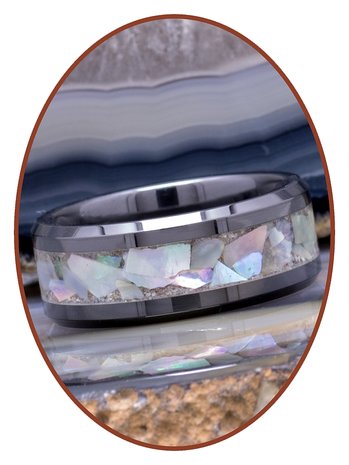 Cremation Ring - Abalone Shell - 6 or 8mm width - RB141SE-4M2B