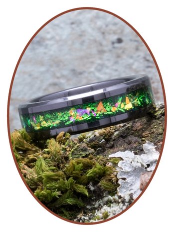 Cremation Ring - 'Heavenly Green' - 6 or 8mm width - JRB145C-4M2B