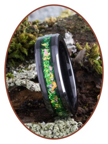 Cremation Ring - 'Heavenly Green' - 6 or 8mm width - JRB145C-4M2B