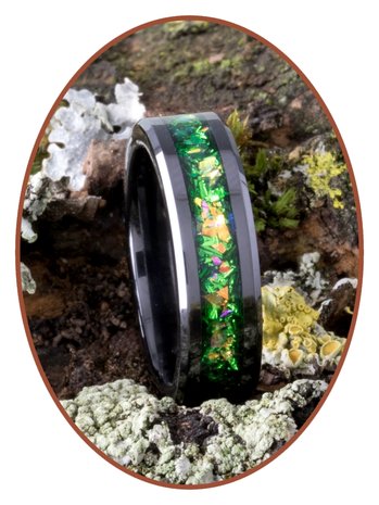 Cremation Ring - 'Heavenly Green' - 6 or 8mm width - JRB145C-4M2B