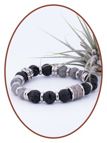 JB Memorials Labradorite/Lava Mens Ash Bracelet - KHA003