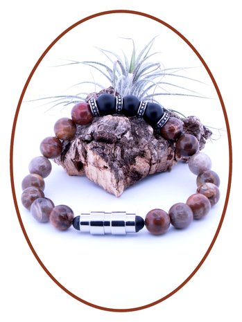 JB Memorials Exclusive 'Petrified wood - Agate' Men Ash Bracelet - KHA017Q