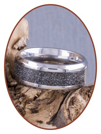 Partly Visible Cremation Ash Ring 6/8mm wide - JCRA006-4M2B