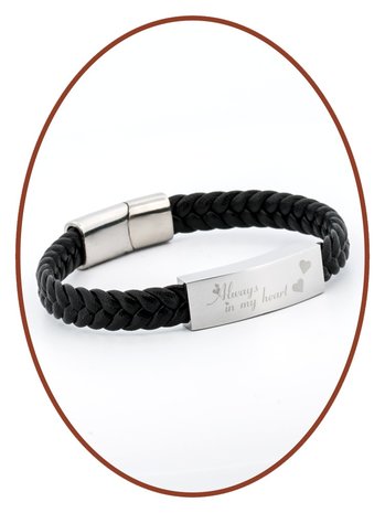 JB Memorials Stainless Steel PU Leather Ash Bracelet - IM001