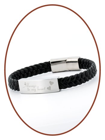 JB Memorials Stainless Steel PU Leather Ash Bracelet - IM001