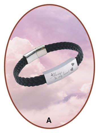 JB Memorials Stainless Steel PU Leather Fingerprint Ash Bracelet - IM001V