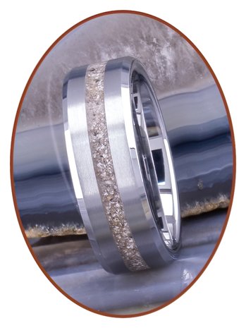 JB Memorials Tungsten Carbide Special Mens Cremation Ash Ring with Satin Finished Front - RB048HT