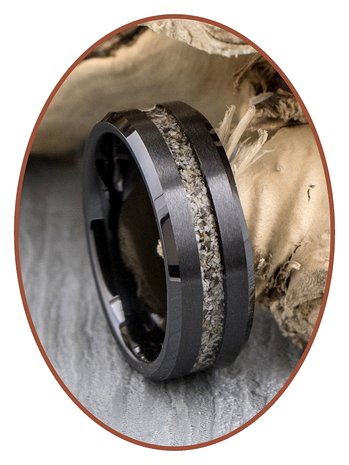 JB Memorials Tungsten Carbide Satin Black Cremation Ring - RB048TB