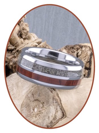 JB Memorials Exclusive Natureline Wood / Tungsten  Houten Ring met As - WR004