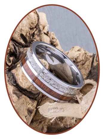 JB Memorials Exclusive Natureline Wood / Tungsten  Houten Ring met As - WR005