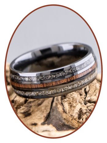 JB Memorials Natureline Ceramic Zirconium / Wood Duo Cremation Ash Ring - WR015