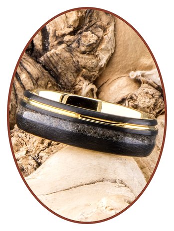 JB Memorials Tungsten Carbide Gold / Black Cremation Ring 6mm- WR016D