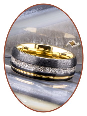 JB Memorials Tungsten Carbide Gold / Black Cremation Ring 8mm- WR016H