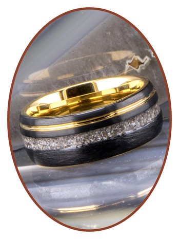 JB Memorials Tungsten Carbide Gold / Black Cremation Ring 8mm- WR016H