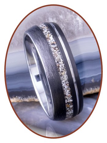JB Memorials Tungsten Carbide Silver / Black Cremation Ring 6mm- WR017D