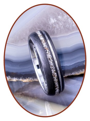 JB Memorials Tungsten Carbide Silver / Black Cremation Ring 8mm- WR017H