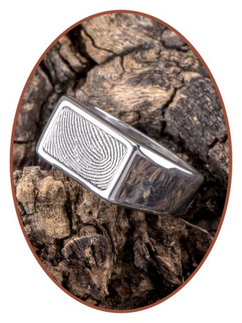 Stainless Steel (Fingerprint) Cremation Signet Ring - ZRA001