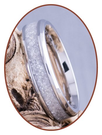 Colorful Cremation Ash Ring - 'Silver White' - 6 or 8mm wide - CRA004SW-4M2B