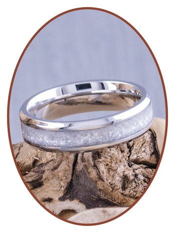 Colorful Cremation Ash Ring - 'Silver White' - 6 or 8mm wide - CRA004SW-4M2B