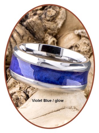 JB Memorials Stainless Steel Cremation Ash Ring 'Multi Color Glow' 6 or 8mm wide - CRA017