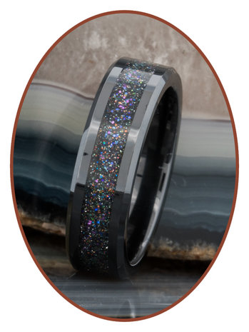 Cremation Ash Ring - 'Heavens Light' - 6 or 8mm wide - JRB145HL-4M2B