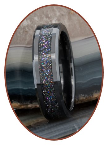 Cremation Ash Ring - 'Heavens Light' - 6 or 8mm wide - JRB145HL-4M2B