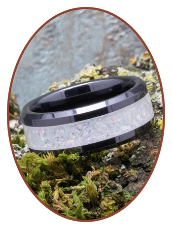  Cremation Ash Ring - White Opal - 6 or 8mm Wide - RB141W-4M2B