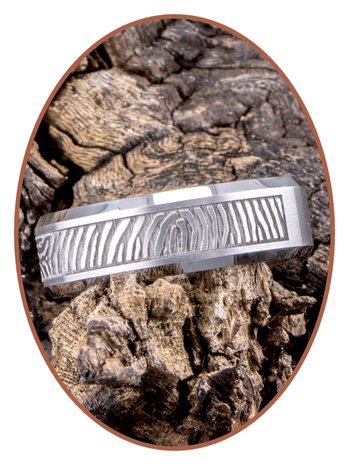 Tungsten Carbide Matte Fingerprint Remembrance Ring - TUR001