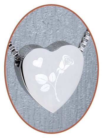 Stainless Steel 'Rose' Heart Cremation Pendant - B304C
