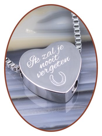 Stainless Steel 'I will never forget you' Heart Cremation Pendant - B304H