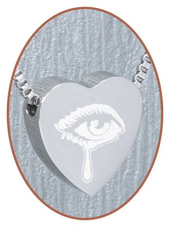 Stainless Steel 'Tear' Heart Cremation Pendant - B304K