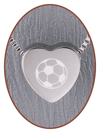 Stainless Steel 'Football' Heart Cremation Pendant - B304NC
