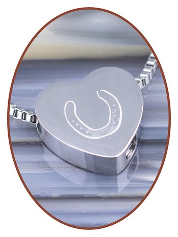 Stainless Steel 'Horseshoe' Heart Cremation Pendant - B304NE