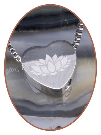 Stainless Steel 'Lotus' Heart Cremation Pendant - B304NL