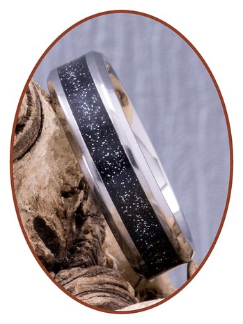 Cremation Ash Ring 'Rainbow Black' - 6 or 8mm wide - TI002B-4M2B