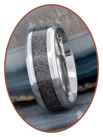 Cremation Ash Ring - 'Multi Color' - 6 or 8mm wide - TI003HP-4M2B
