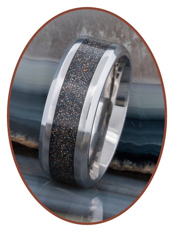 Cremation Ash Ring - 'Multi Color' - 6 or 8mm wide - TI003HP-4M2B
