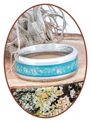 Cremation Ash Ring 'Blue Heaven' - 6 or 8mm wide - CRA018-4M2B