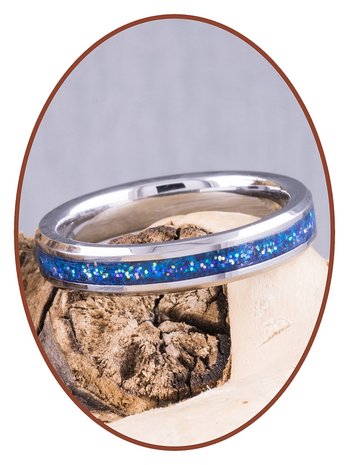 JB Memorials Tungsten Carbide Ladies Cremation Ring 'Blue Heaven' 4mm - RB143D