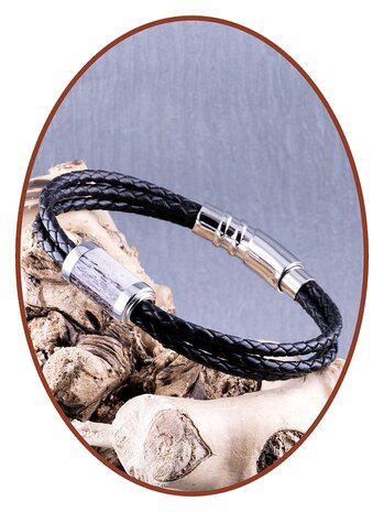 JB Memorials Stainless Steel Leather Men's  'Deer antler' Ash Bracelet - PP003