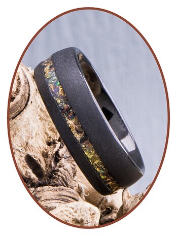 JB Memorials Tungsten Carbide Metallic Foil Opal Cremation Ring - RB048QA