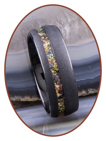 JB Memorials Tungsten Carbide  Metallic Foil Opal As Ring - RB048QA
