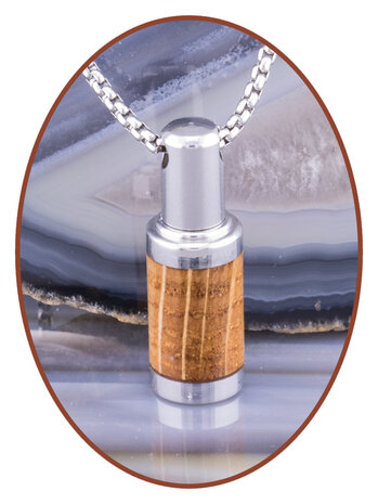 Exclusive Stainless Steel  Whiskey Barrel Wood / Deer Antler Ash Cremation Pendant - B404W