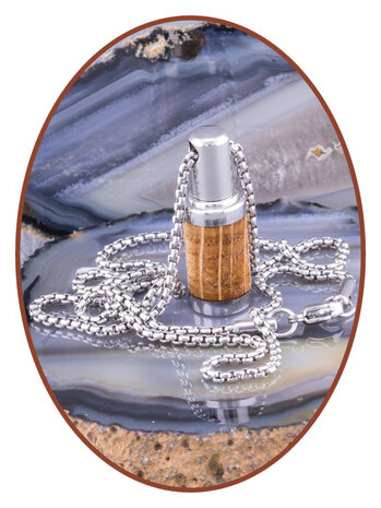 Exclusive Stainless Steel  Whiskey Barrel Wood / Deer Antler Ash Cremation Pendant - B404W