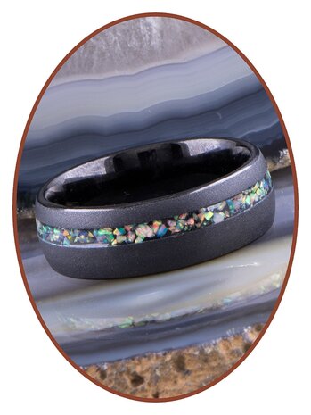 JB Memorials Tungsten Carbide Opal Cremation Ring - RB048QO