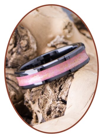 Cremation Ring - 'Pink Black' - 6 or 8mm width - JRB145B-4M2B